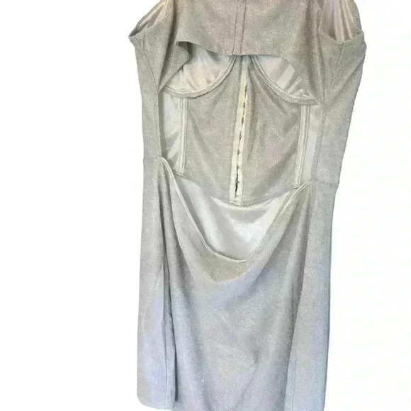 ASOS Design Petite glitter corset Dress With Underwire Mini Cami Dress In Silver - Picture 7 of 10
